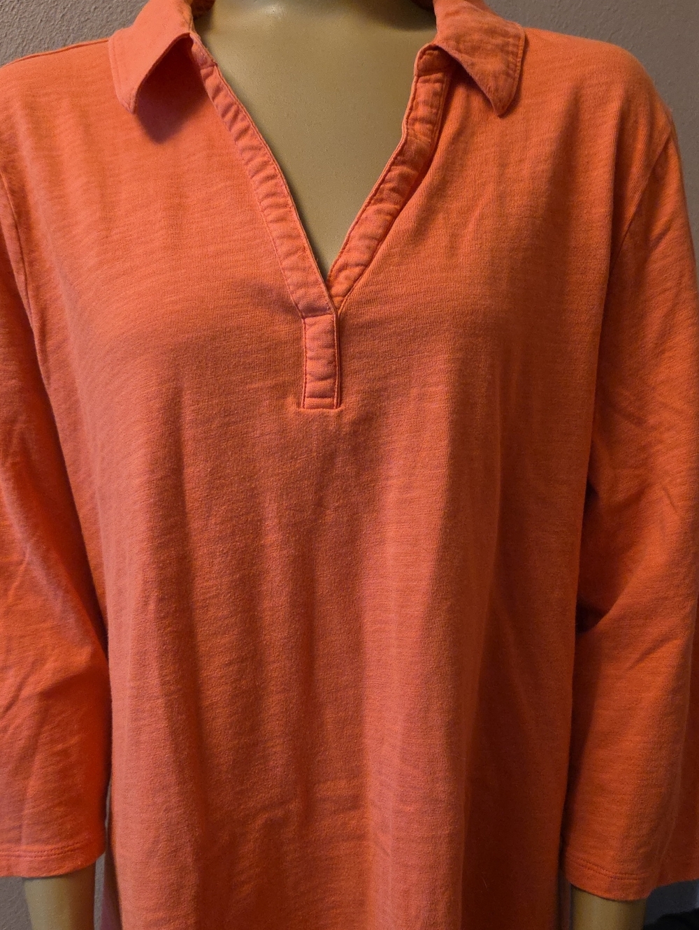 Tommy Bahama Coral V-Neck Collared Tunic Top